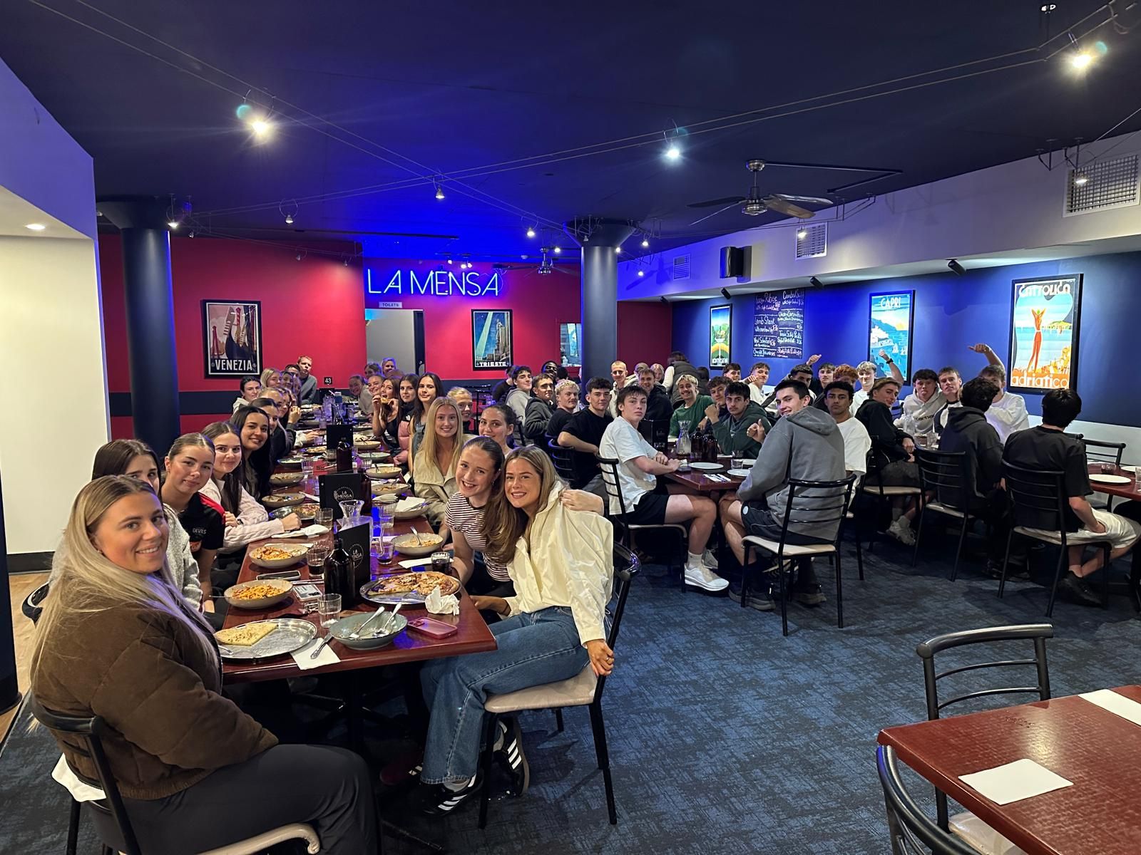 A festive group dinner at La Mensa